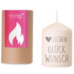 Kerze HERZLICHEN GLÜCKWUNSCH - grau