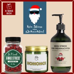 Geschenkbox „Kein Stress vor Weihnachten!“ - Lustiges Weihnachtsgeschenk (Set 6)