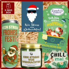 Geschenkbox „Kein Stress vor Weihnachten!“ - Lustiges Weihnachtsgeschenk (Set 10)