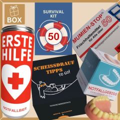 Geschenkbox Überlebenspaket zum 50. Geburtstag SURVIVAL KIT # 1