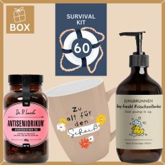Geschenkbox zum 60. Geburtstag – Lustiges Überlebenspaket (Set 6)