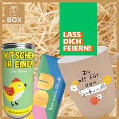 Geschenkbox zum Geburtstag – Geschenkset „Lass dich feiern!“ (Set 1)