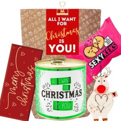 Geschenktüte „All I Want For Christmas Is You!“ – Weihnachtsgeschenk für Verliebte (Set 1)