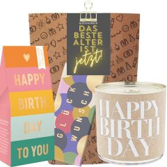 Geschenktüte Geburtstag – Geburtstagsgeschenk „Das beste Alter ist jetzt!“ (Set 1)