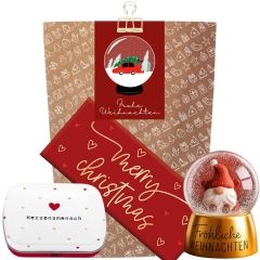 Geschenktüte „Frohe Weihnachten“ - Kleines Weihnachtsgeschenk (Schneekugel – Set 4)
