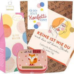 Geschenktüte zum Geburtstag – Geschenkset „Konfetti regnen“ (Set 5)