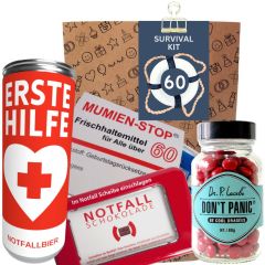 Geschenktüte zum 60. Geburtstag – Lustiges Überlebenspaket (Set 2)
