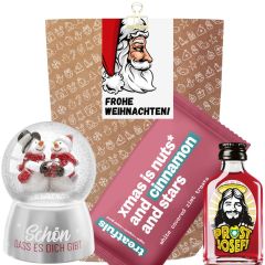 Geschenktüte „Frohe Weihnachten“ - Lustiges Weihnachtsgeschenk (Weihnachtsmann - Set 1)
