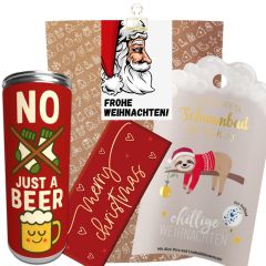Geschenktüte „Frohe Weihnachten!“ – Lustiges Weihnachtsgeschenk (Weihnachtsmann Set 4)