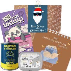 Geschenktüte „Kein Stress vor Weihnachten!“ - Lustiges Weihnachtsgeschenk (Set 9)