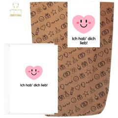 Geschenktüte + Grußkarte ICH HAB` DICH LIEB!