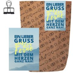 Geschenktüte + Grußkarte EIN GRUSS AUS DER FERNE