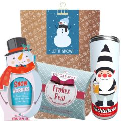Geschenktüte Weihnachten „Let it snow!“ - Lustiges Wichtelgeschenk (Set 2)