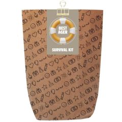 Geschenktüte für lustiges Überlebenspaket „Best Ager Survival Kit“ - zum Befüllen