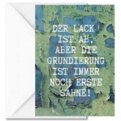 Geschenktüte + Grußkarte – Lustige Geschenkverpackung „Der Lack ist ab“