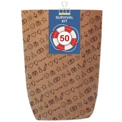 Geschenktüte SURVIVAL KIT ZUM 50. GEBURTSTAG - zum Befüllen