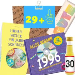 Geschenktüte zum 30. Geburtstag „29 Plus“ – witziges Geburtstagsgeschenk (Set 5)