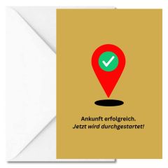 Personalisierbare Grußkarte ANKUNFT ERFOLGREICH