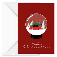 Personalisierbare Weihnachtskarte FROHE WEIHNACHTEN - Schneekugel