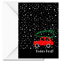 Geschenktüte + Grußkarte FROHES FEST! - Auto