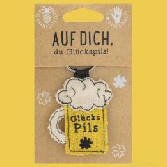 Schlüsselanhänger aus Ananas-Faser "Glückspils"