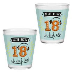 Schnapsglas Shotglas „Ich bin18 ich darf das"