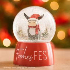 Schneekugel „Frohes Fest“ (Elch) - Kleines Weihnachtsgeschenk