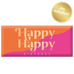 Schokolade 30g „Happy Happy Birthday“ (Motiv: orange/pink)