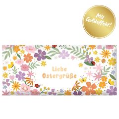 Schokolade 30g „Liebe Ostergrüße“ (Blumen & Marienkäfer)