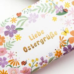 Schokolade 30g „Liebe Ostergrüße“ (Blumen & Marienkäfer)