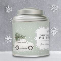 Schwarzteemischung in schöner Blechdose „Driving home for Christmas“