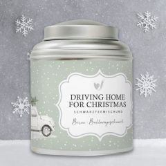 Schwarzteemischung in schöner Blechdose „Driving home for Christmas“