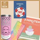 Geschenkbox zum 50. Geburtstag – Lustiges Überlebenspaket (Set 6)