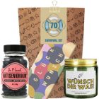 Geschenktüte zum 70. Geburtstag – Lustiges Überlebenspaket (Set 2)