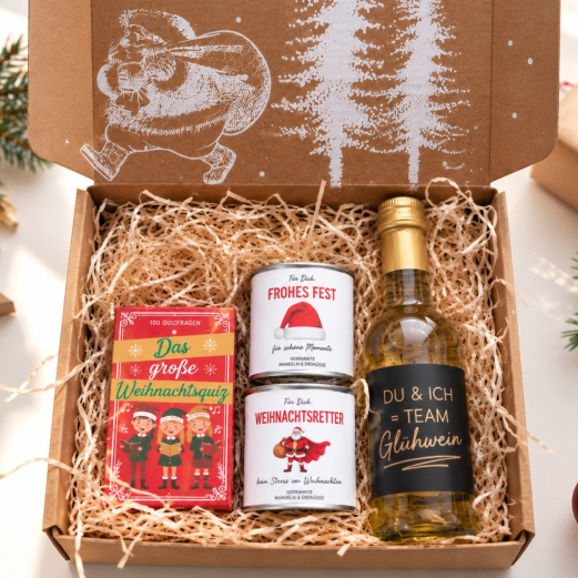 Geschenkbox „Lasst uns froh und munter sein!“ – fröhliches Weihnachtsgeschenk (Set 1)