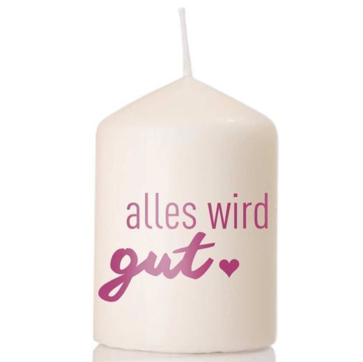 Kerze ALLES WIRD GUT - pink - 