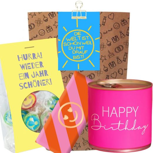 Geschenktüte – Geschenkset „Die Welt ist schön, weil du mit drauf bist!“ (Set 3)