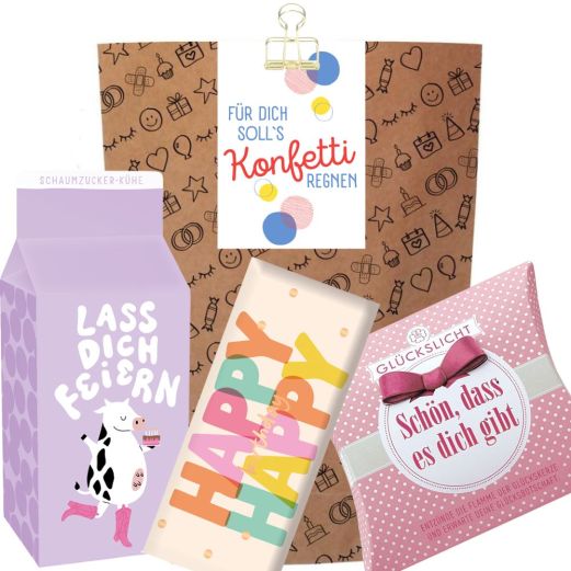Geschenktüte zum Geburtstag – Geschenkset „Konfetti regnen“ (Set 16)