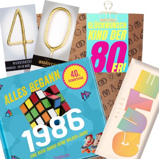 Gefüllte Geschenktüte „Glückwunsch Kind der 80er“ (Set 5)