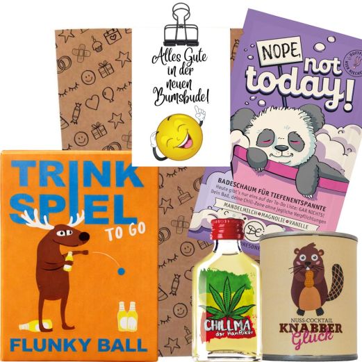 Geschenktüte zur Einweihung „Alles Gute in der neuen Bumsbude“ (Set 4)