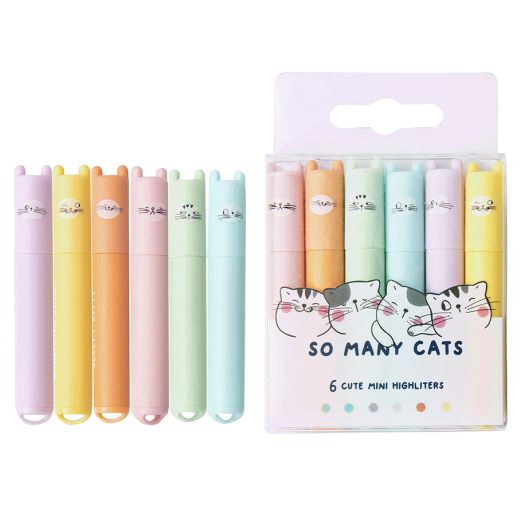 6 cute Mini Highlighter SO MANY CATS