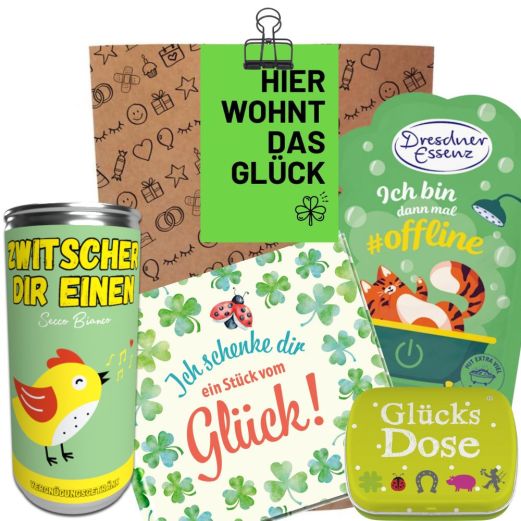 Geschenktüte glücksbringendes Einweihungsgeschenk „Hier wohnt das Glück“ (Set 8)