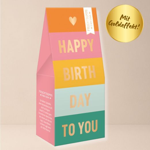 Fruchtgummi Herzen HAPPY BIRTHDAY TO YOU! - gestreift