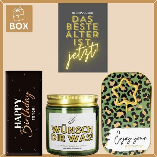 Geschenkbox Geburtstag – Geburtstagsgeschenk „Das beste Alter ist jetzt!“ (Set 5)