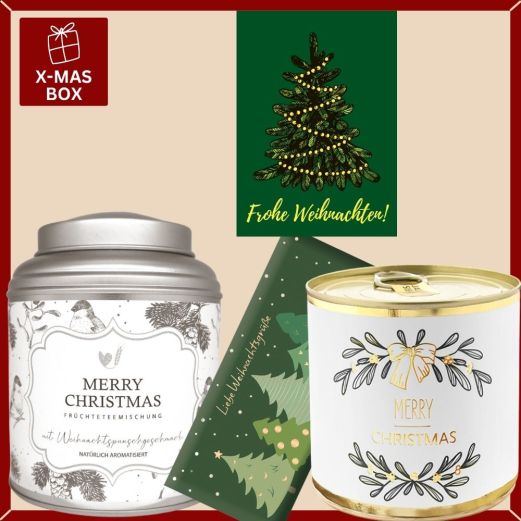 Gefüllte Geschenkbox „Frohe Weihnachten“ – Besonderes Weihnachtsgeschenk (Lichterkette Set 2)