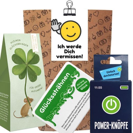 Geschenktüte Abschiedsgeschenk „Ich werde dich vermissen!“ (Set 3)