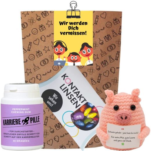 Geschenktüte Abschied – Abschiedsgeschenk „Wir werden dich vermissen!“ (Set 1)