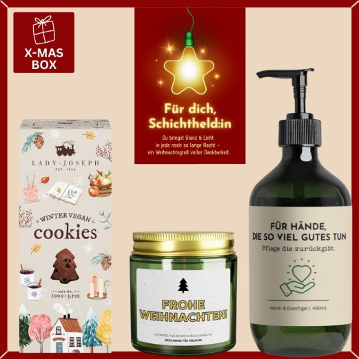 Geschenkbox Weihnachten – Weihnachtsgeschenk für Schichtheld:in (Set 1)