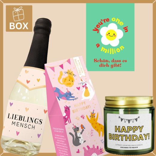 Geschenkbox Geburtstagsgeschenk für Beste Freundin „You’re one in a million“ (Set 2)