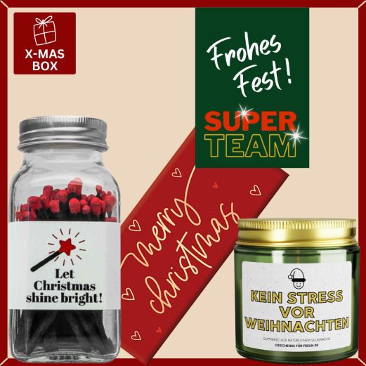 Geschenkbox Weihnachten – Mitarbeitergeschenk „Super Team“ (Set 1)